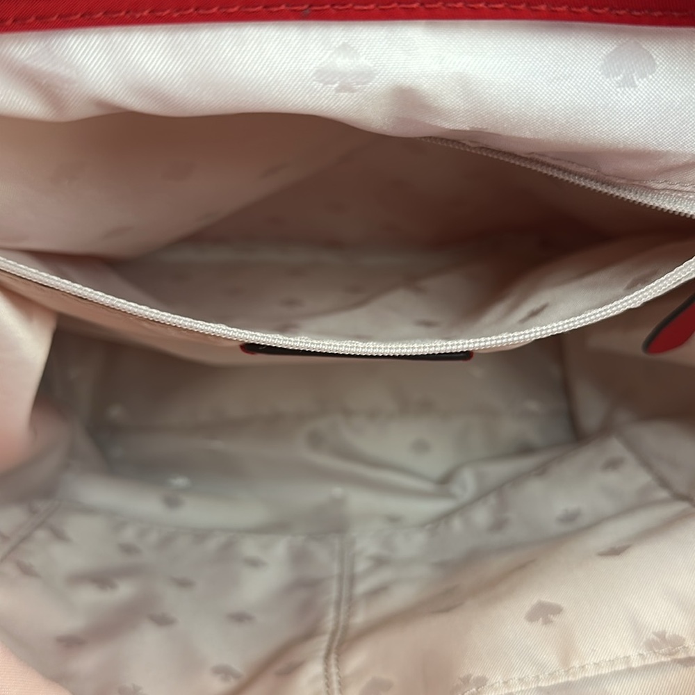 Kate Spade Carley Flap Red Backpack Nylon Red Leather Details - Picture 12 of 14